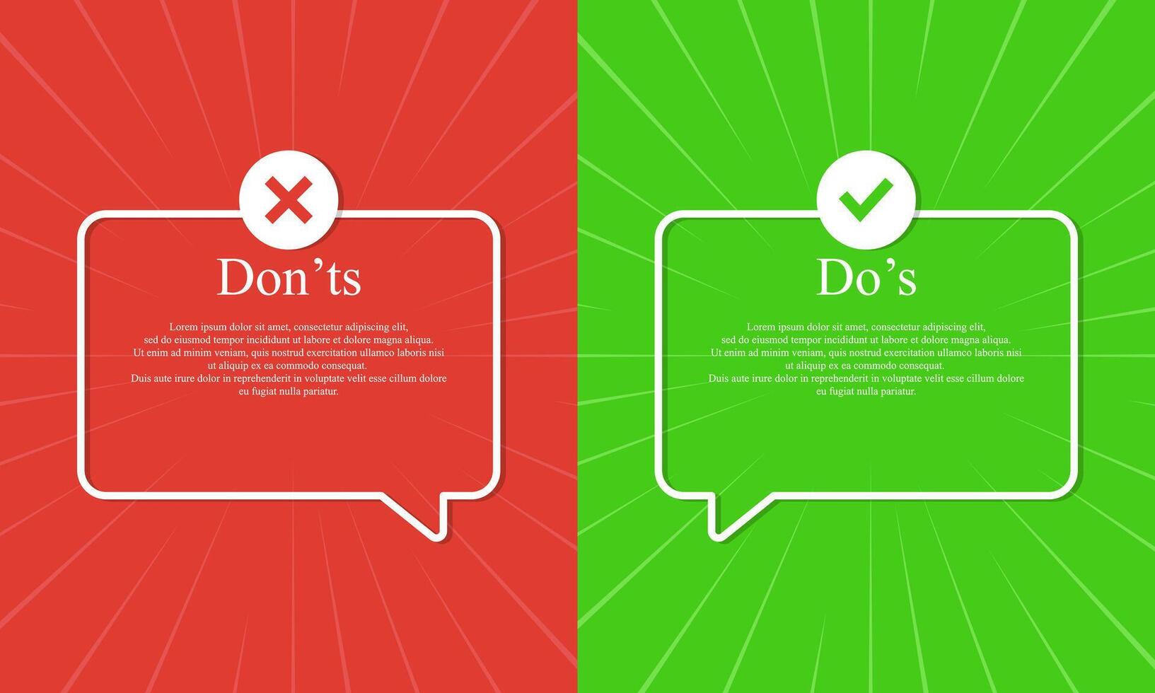 Do's and don'ts signs flat cartoon style vector