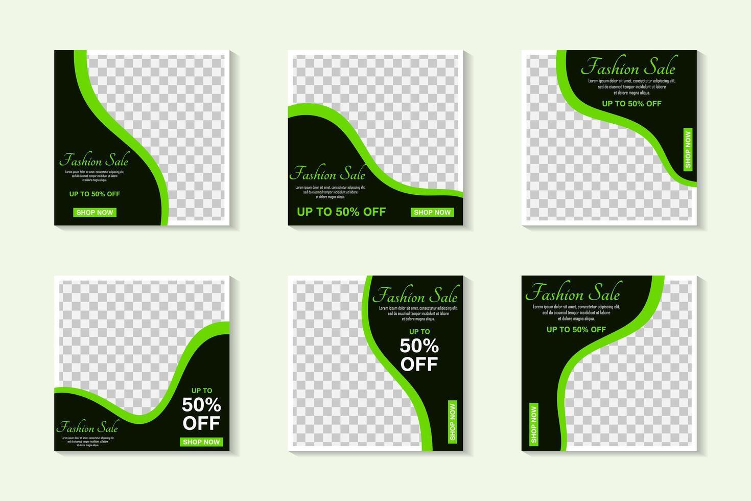 Set Of Fashion Sale Social Media Post Template vector