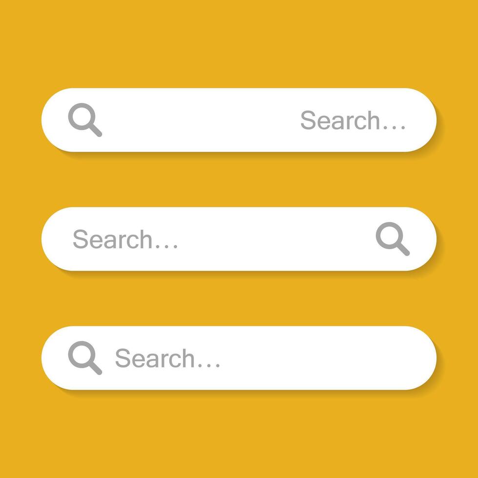 Set Search bar. Text field and search button. Web ui design element vector