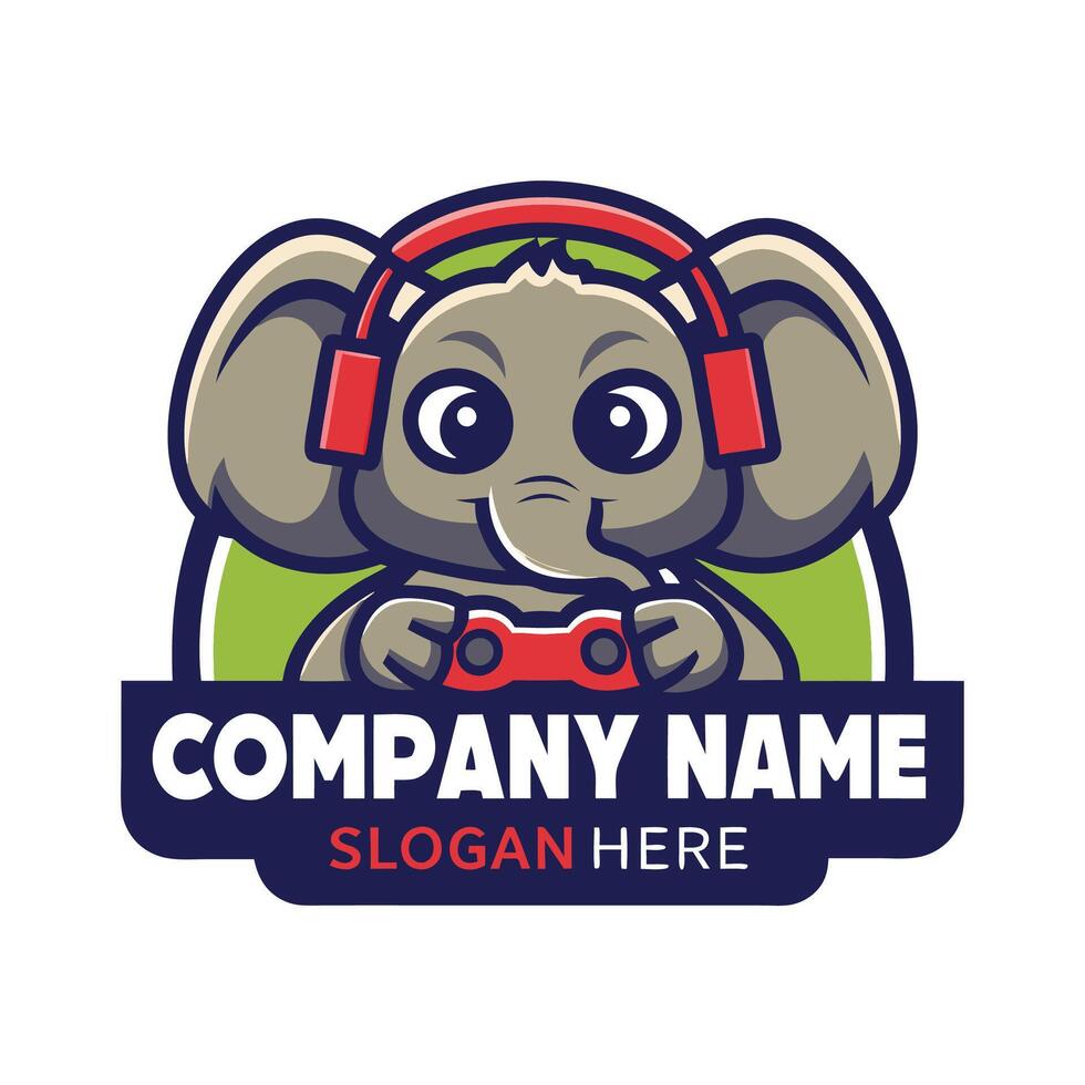 an elephant wearing headphones and holding a controller design art vector