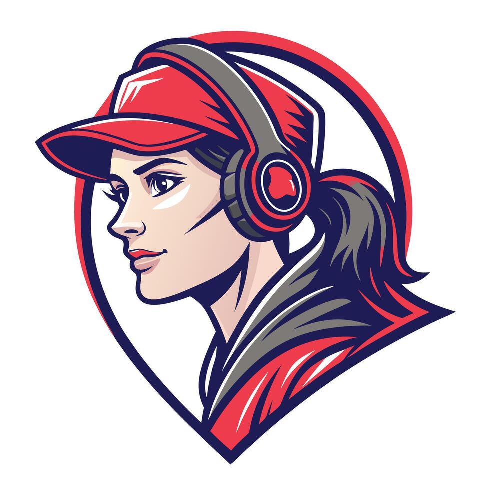 woman wearing headphones vector
