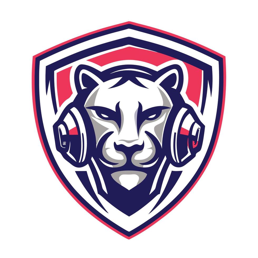 a lion head with headphones on its head vector