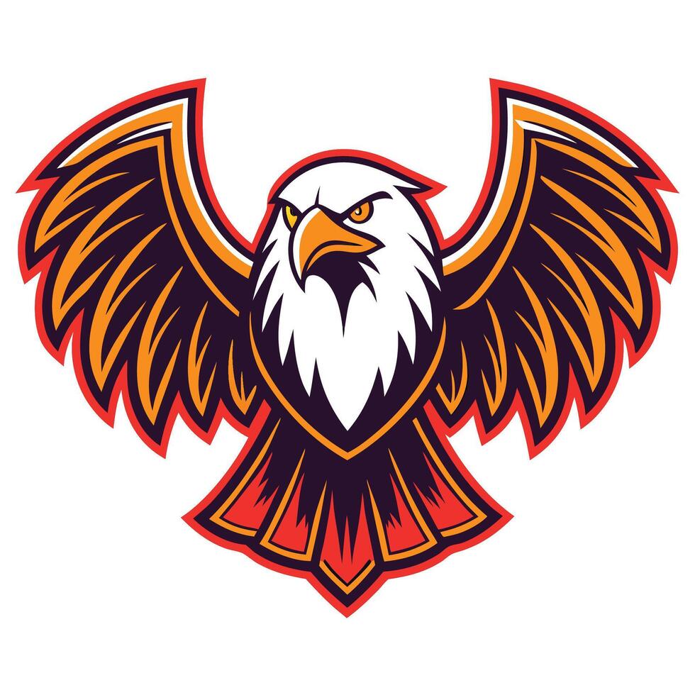 an eagle mascot with a red and black head vector