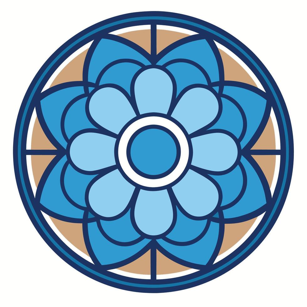a blue flower in a circular design vector