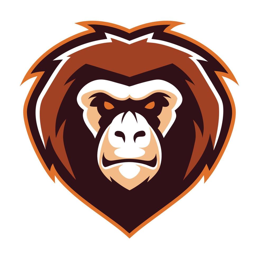 an angry gorilla head in the shape of a heart vector