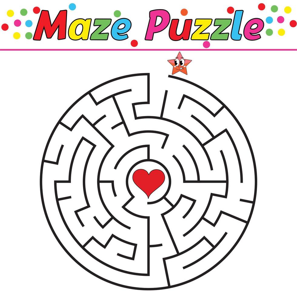 un laberinto rompecabezas con un corazón y un circulo vector