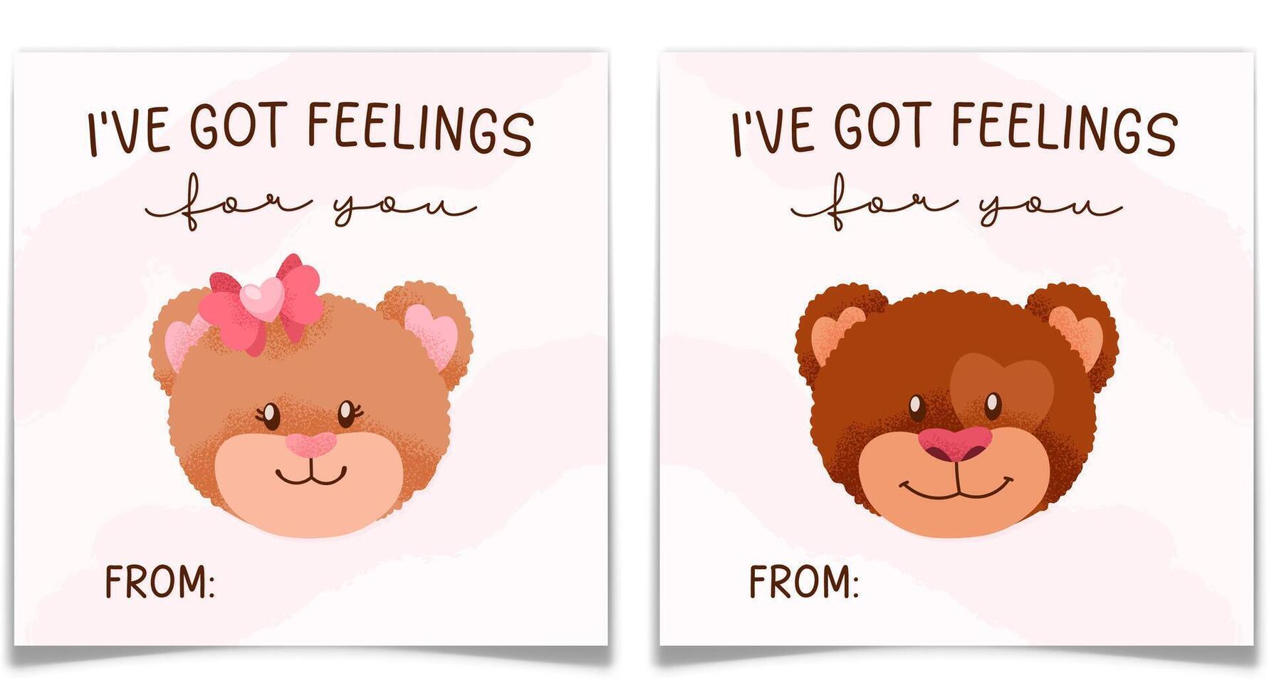 Minimalistic Valentine Day Cards with Teddy Bears. vector