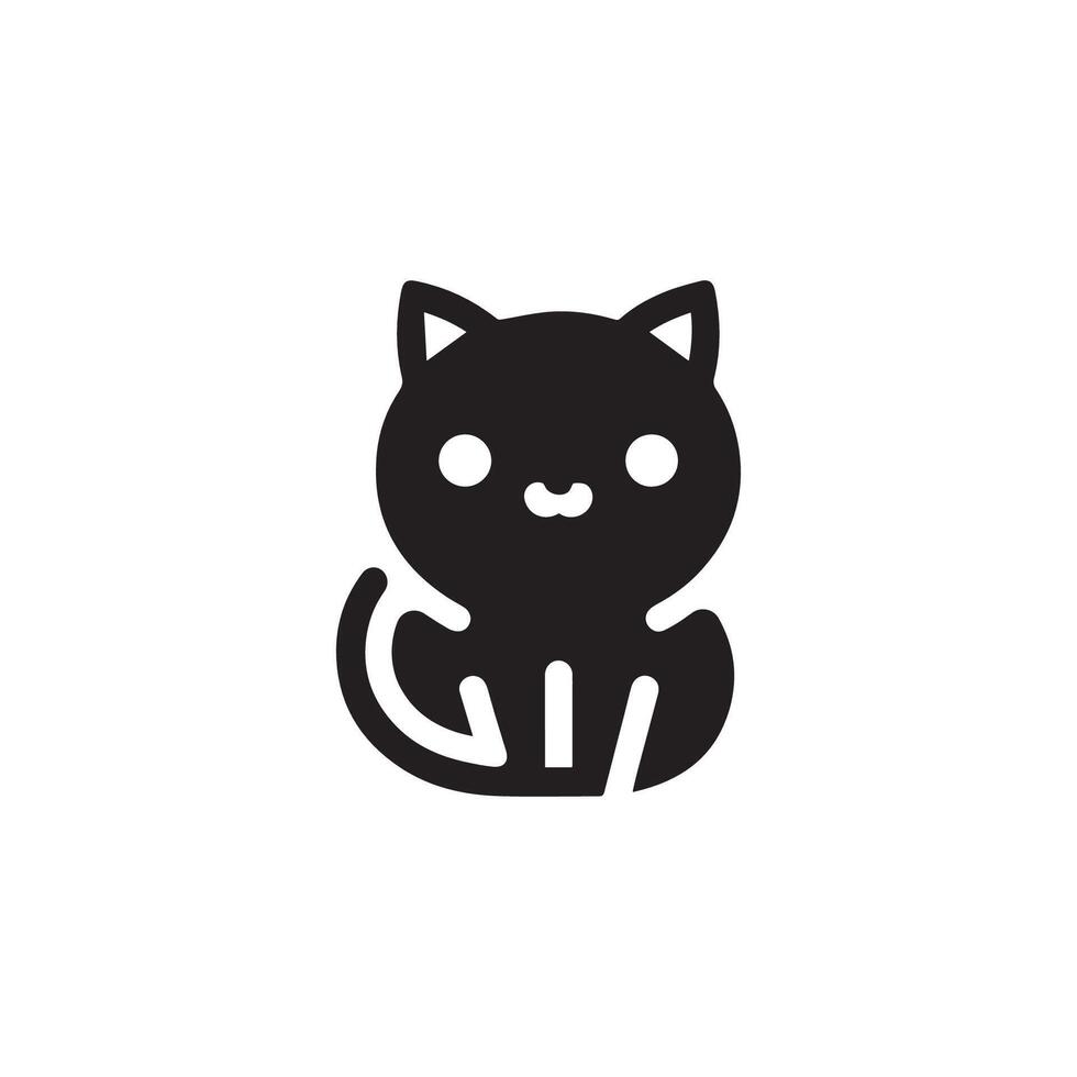 A black and white cat logo on a white background vector