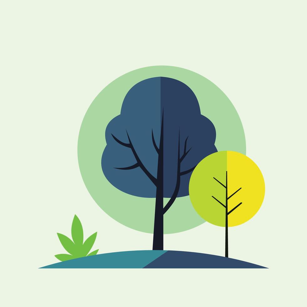 Beautiful Colorful Nature Landscape with Tree in the Park vector