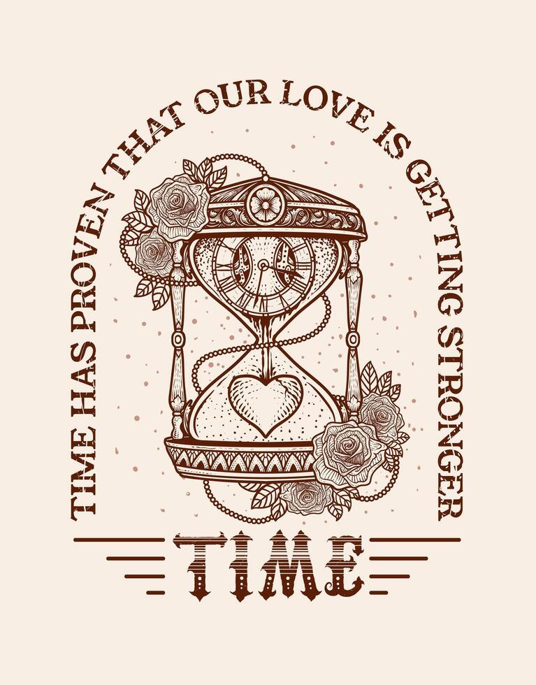 Illustration antique hourglass with meaning about time and love vector