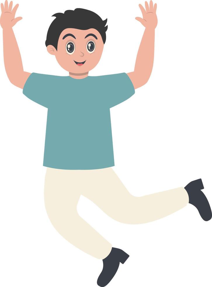 Happiness Man Jumping with Green Clothes vector