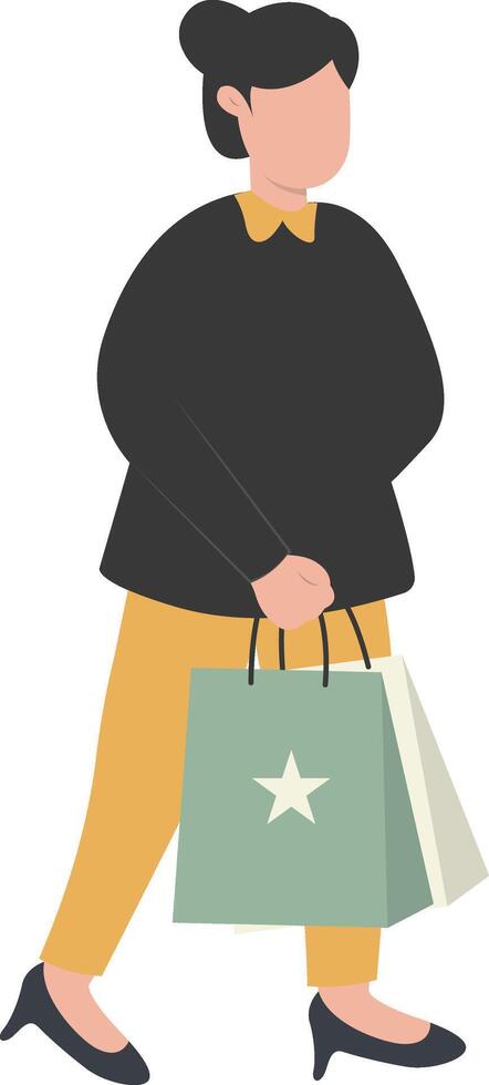 Happy Woman Shopping with Black Clothes vector