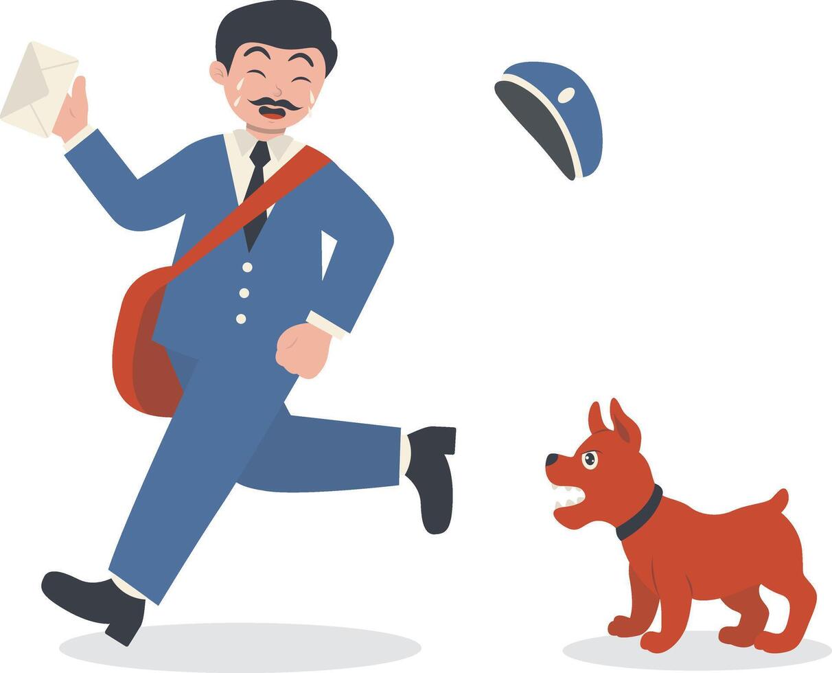 Postman Chased By Dog vector