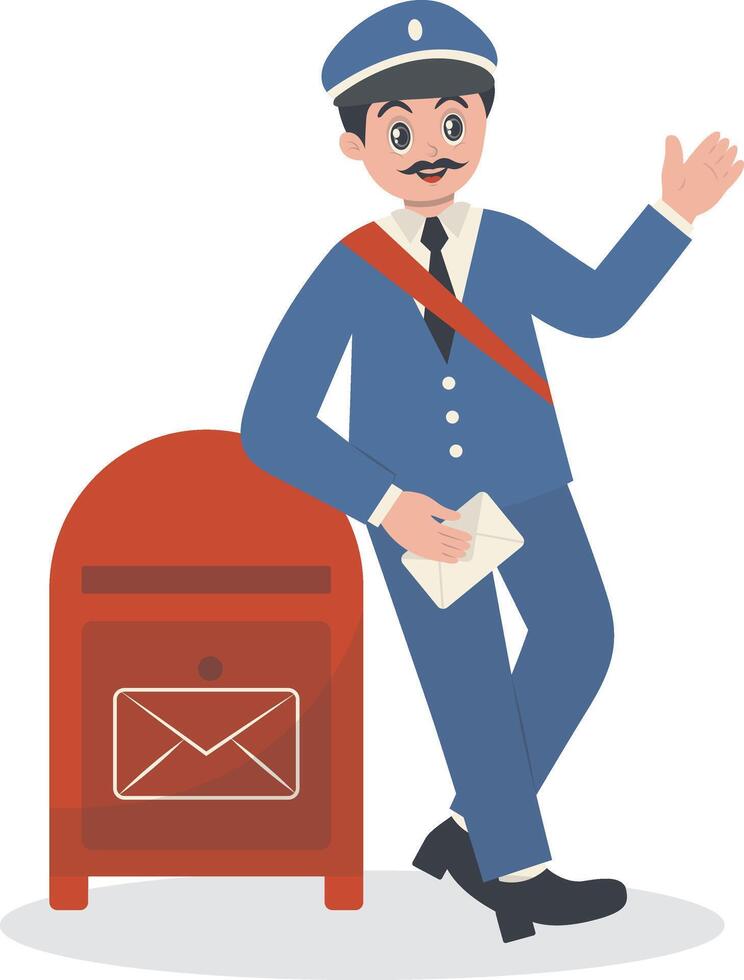 Postman Illustration Sending Envelope vector
