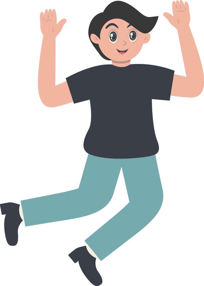 Happiness Guy Jumping with Black Clothes vector
