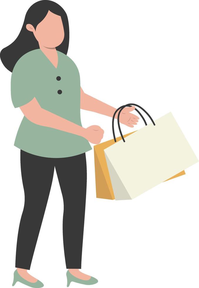 Lady Shopping Carrying Bag vector