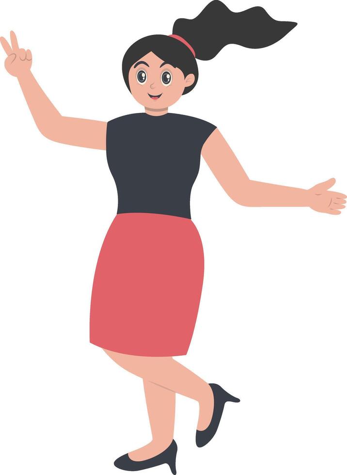 Young Woman Jumping with Black Clothes vector