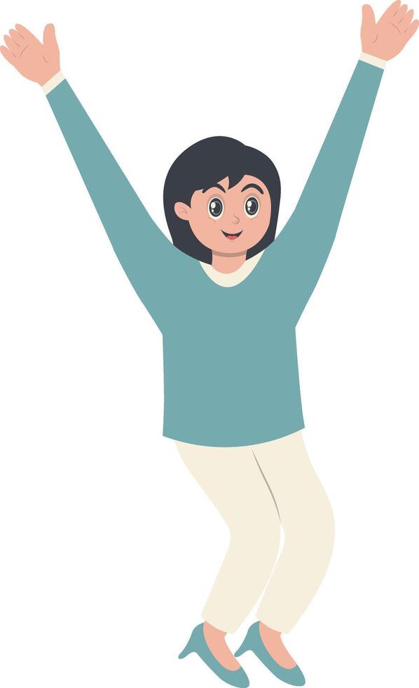 Beauty Girl Jumping with Cartoon Design vector