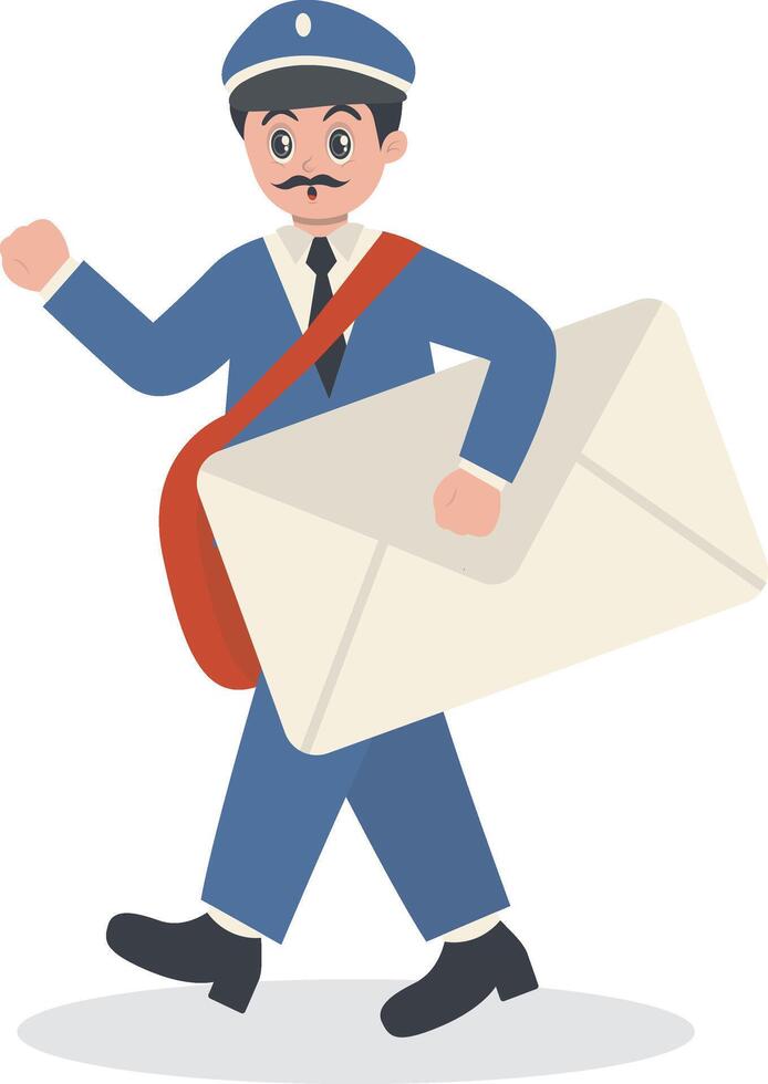 Postman Sending Envelope with Happy Expression vector