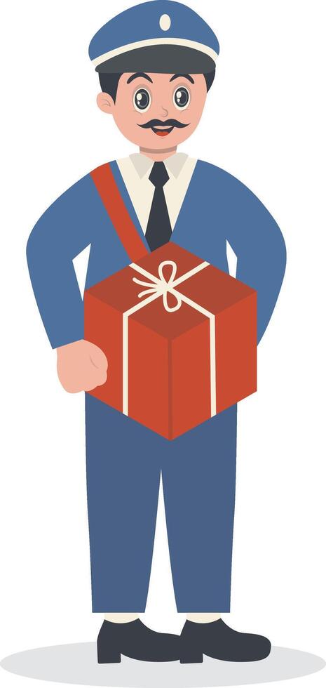 Postman Holding Gift vector