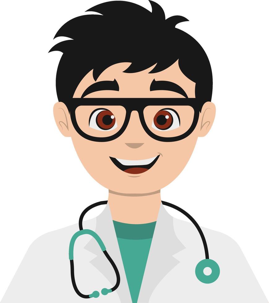 Guy Doctor with White Uniform and Glasses vector