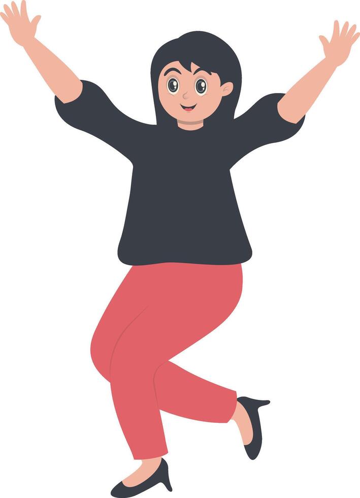 Young Girl Jumping with Casual Clothes vector