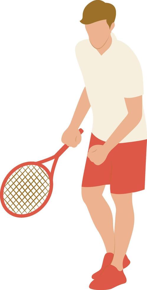 Man Playing Tennis Isolated on White Background vector