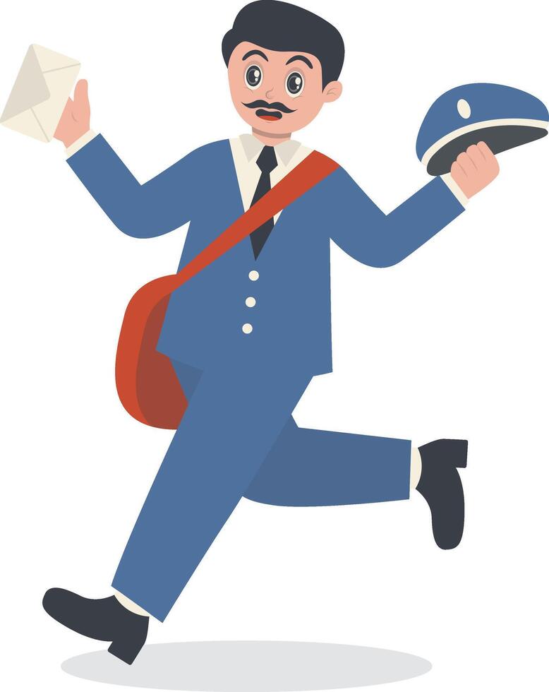 Excited Postman with Cartoon Design vector
