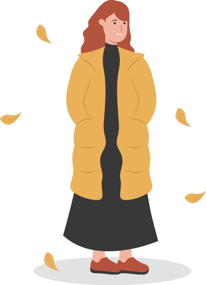 Beauty Girl Walking in Autumn Day vector