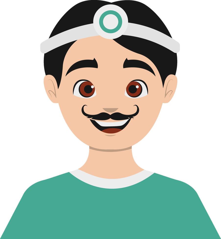 Male Nurse in Green Uniform and Moustache vector