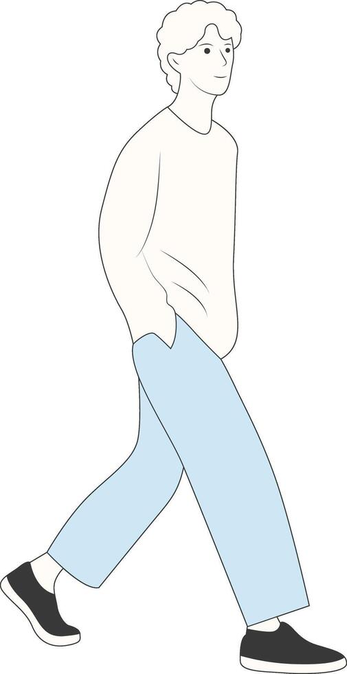 Young Man Walking with Hands in Pocket vector