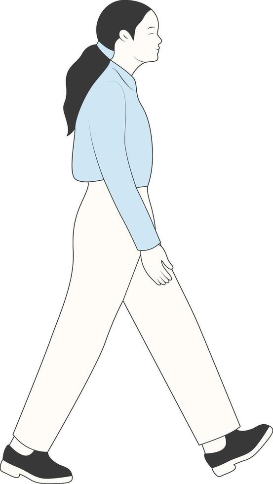 Woman Walking with Blue Clothes vector