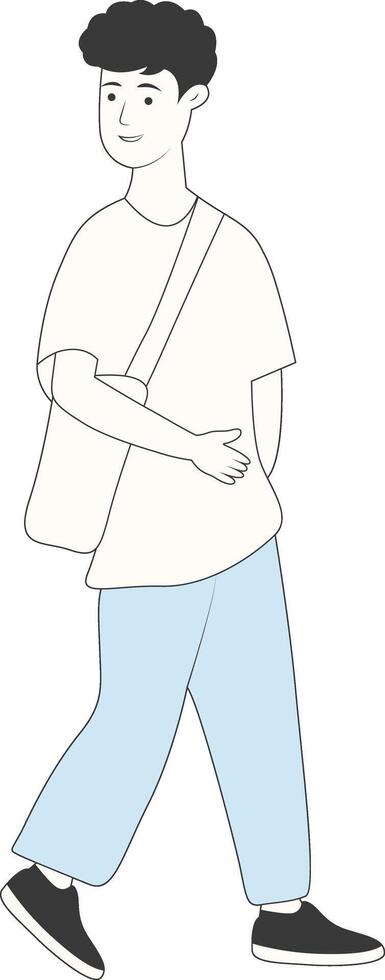Young Guy Walking with Shoulder Bag vector