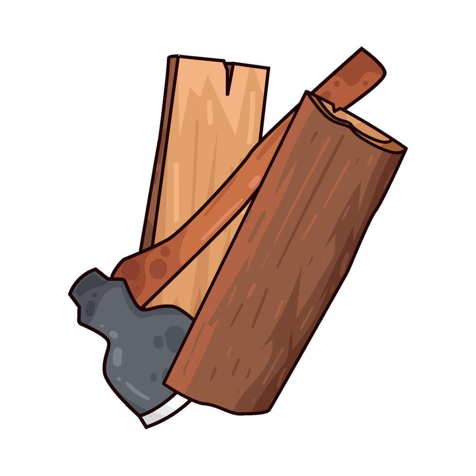 wood split by an axe vector
