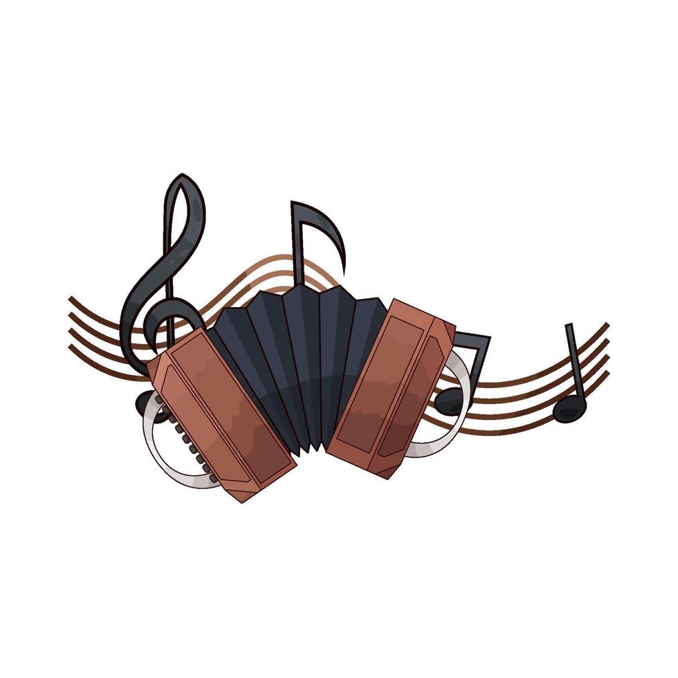 accordion and musical notes vector