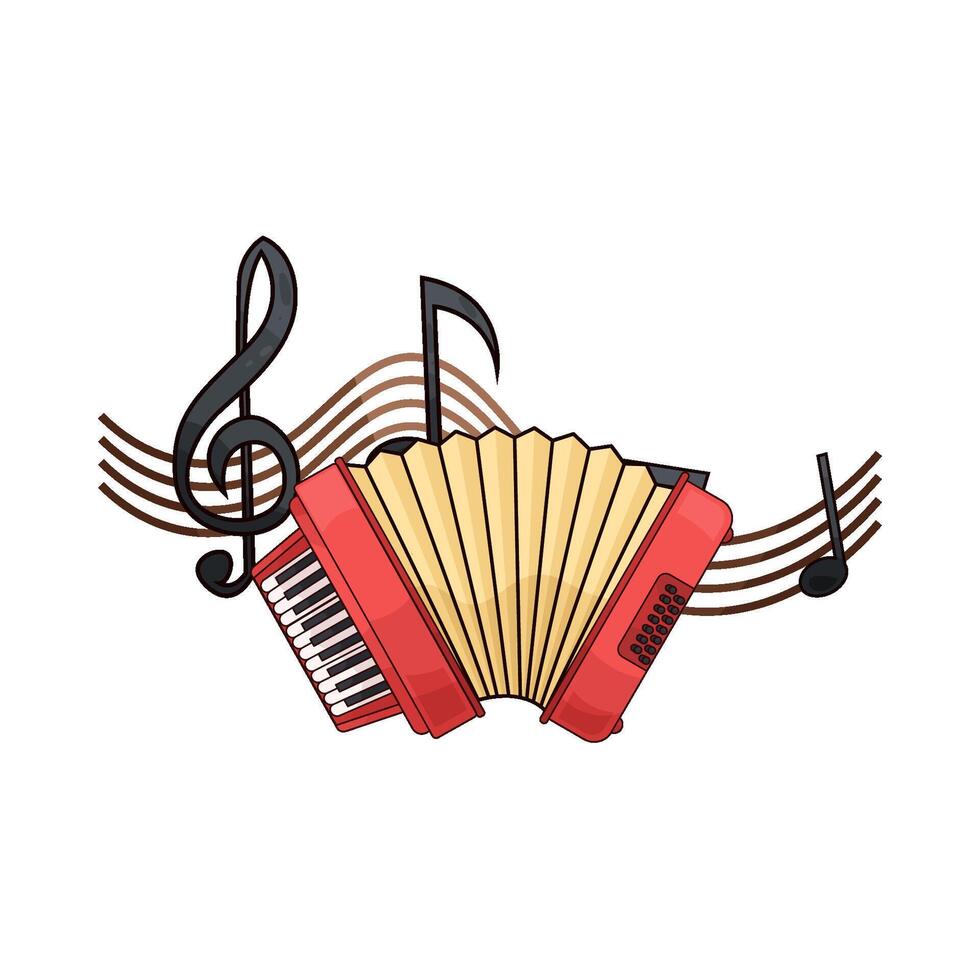 illustration of accordion and musical notes vector