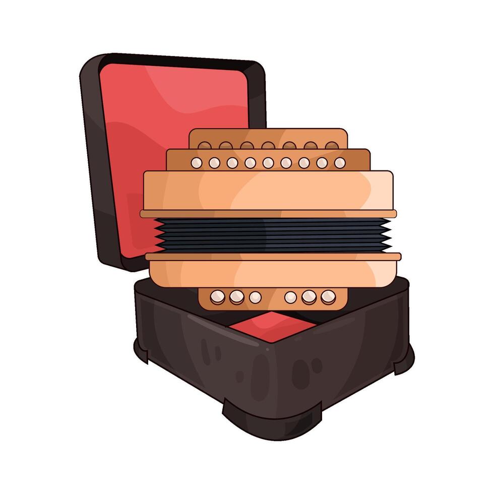 illustration of the accordion will be put into the box vector