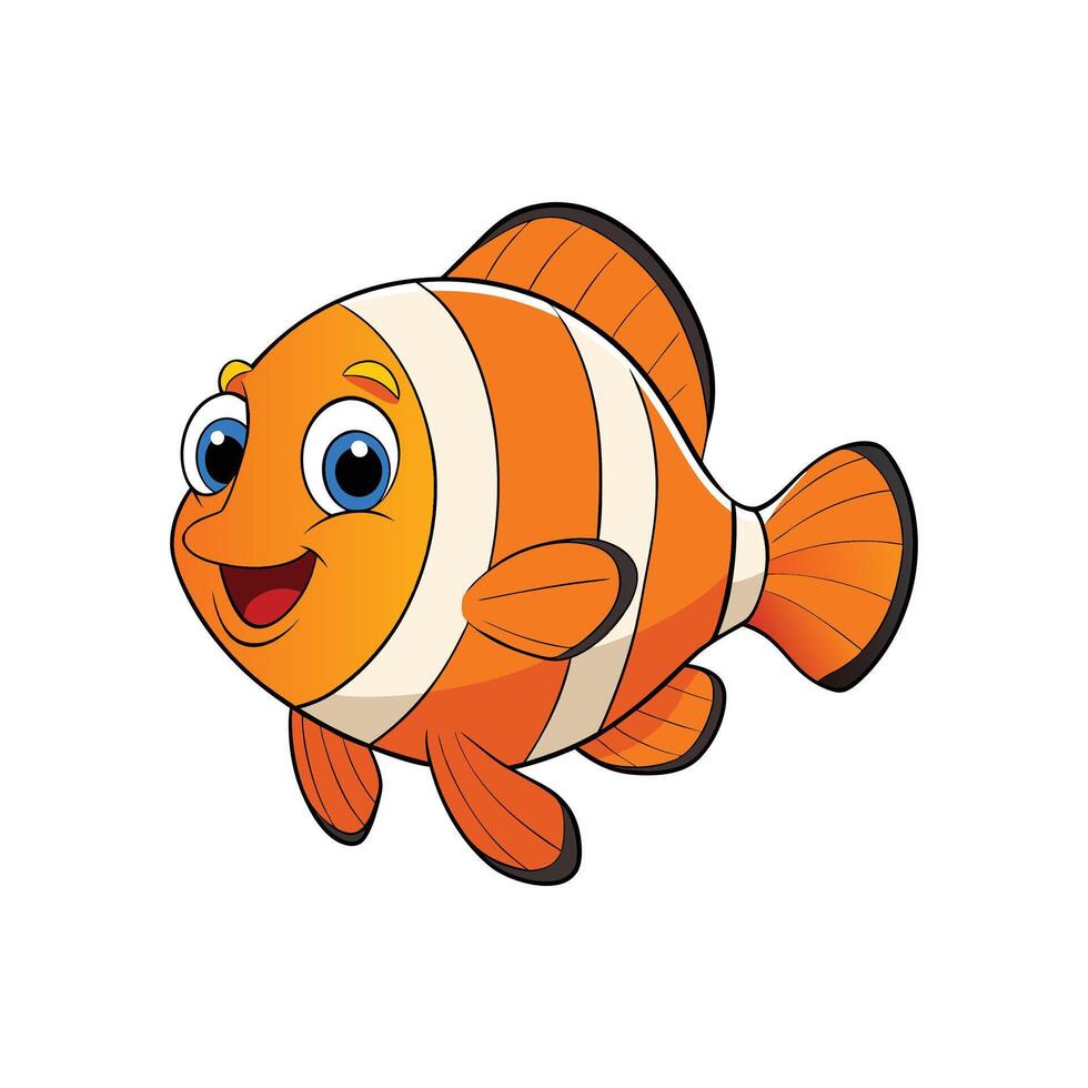 A Kawaii Style Cute Cartoon Clownfish vector