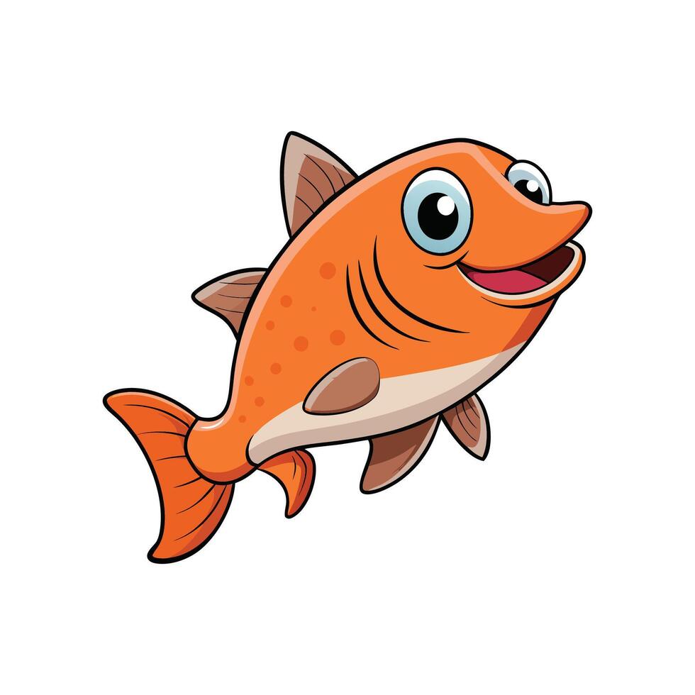 A cheerful Cartoon Salmon on a white background vector
