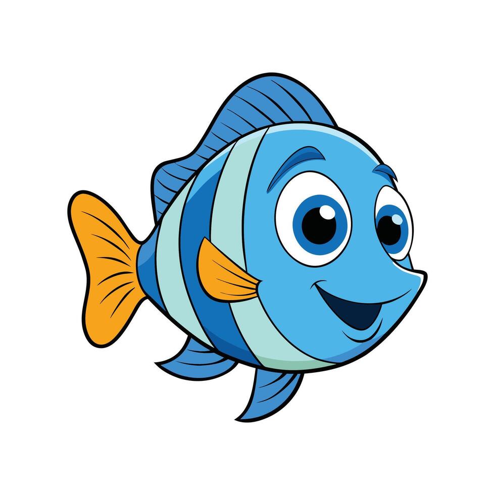 A Cute Cartoon Blue Tang Fish vector
