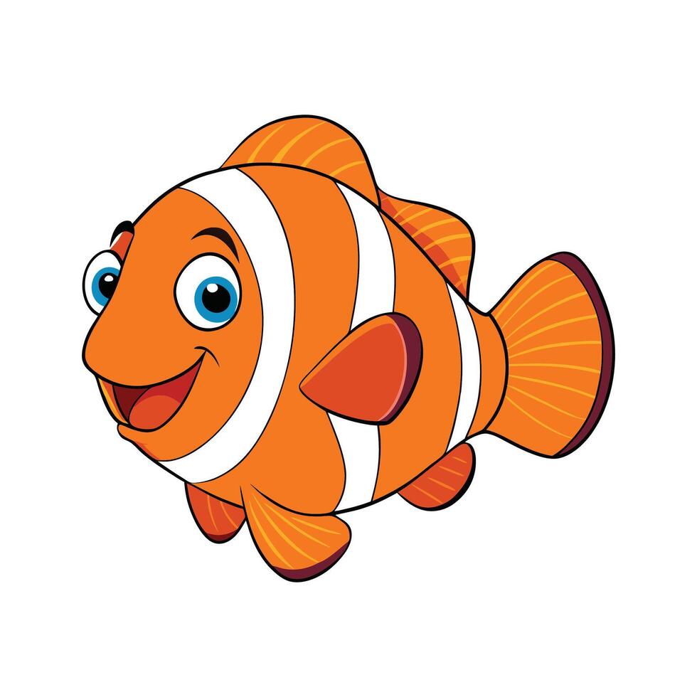 A Happy Clownfish Isolated on White vector