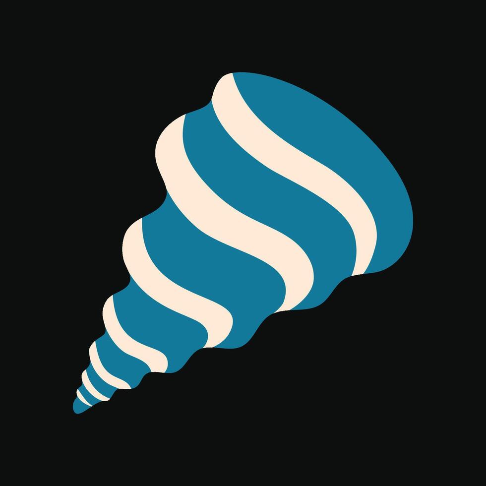 A bold blue spiral seashell with cream stripes, ideal for nautical decor, ocean artwork, and marine-inspired projects vector