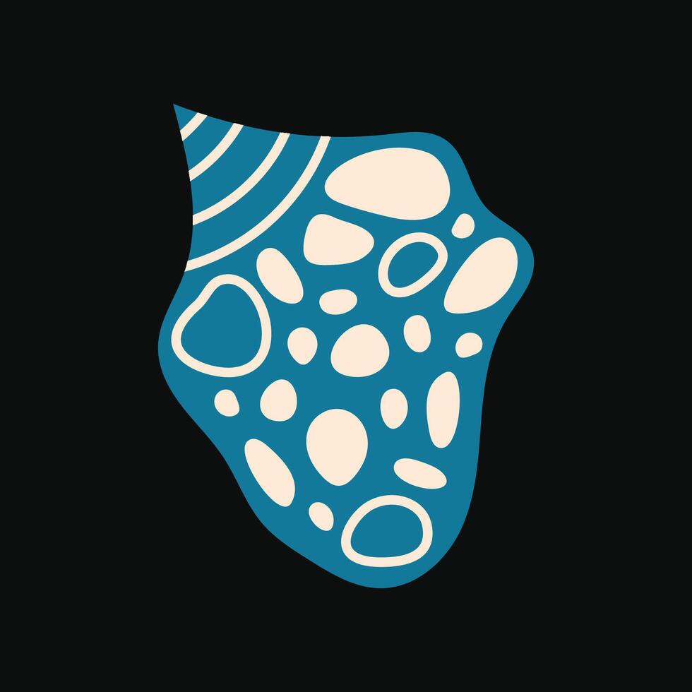 Blue Seashell Illustration with Pebble Style Patterns vector