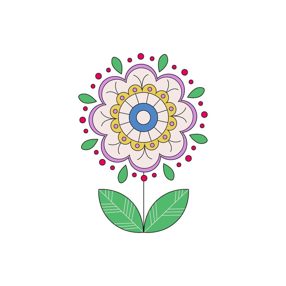 A bright abstract flower, a fictional plant in the folk Slavic style. Isolated Object vector