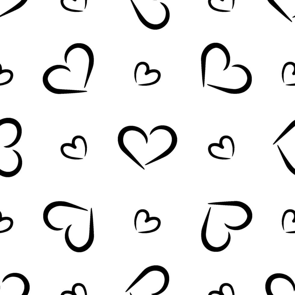 Cute hand-drawn pattern design with hearts. Endless texture vector