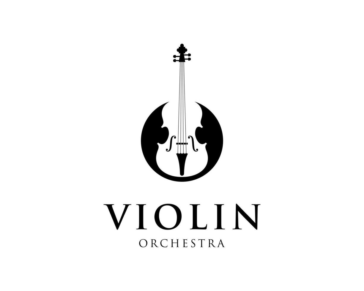 Violin Orchestra Classical Music Instrument Musical Cello Violinist Logo Design Illustration vector
