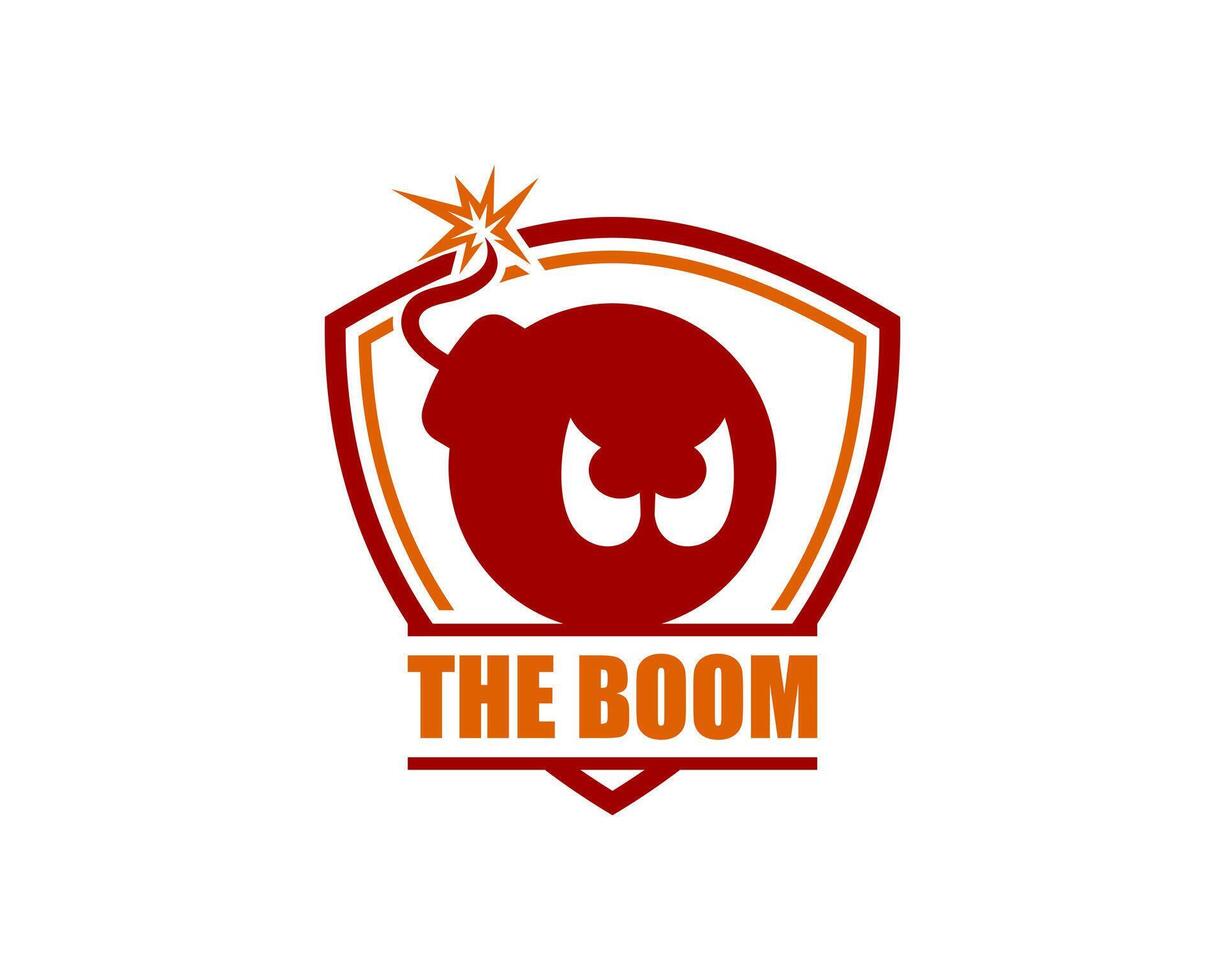 Bomb Lit Burn Fuse Explode Mascot Shield Emblem Logo Design Illustration vector