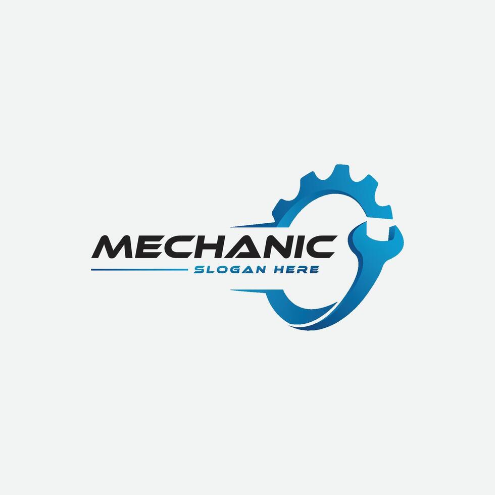 gear and wrench mechanic logo icon design vector