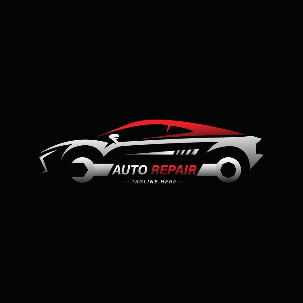 Car repair logo template. Car repairing design. Automobile and gear logotype vector