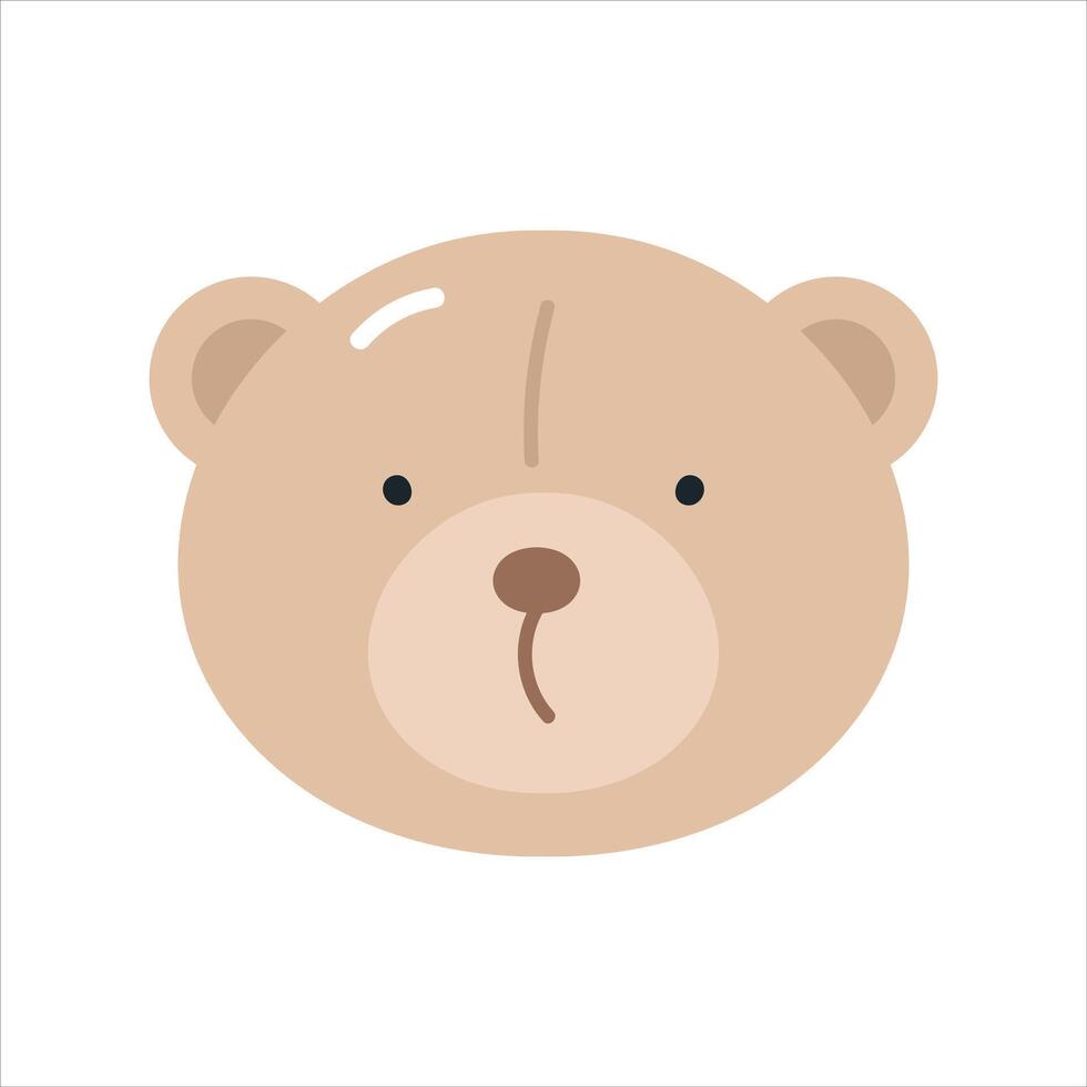 Cute teddy bear head. Isolated on white background. For card, posters, stickers, banners, printing on the pack, printing on clothes, fabric, wallpaper. vector
